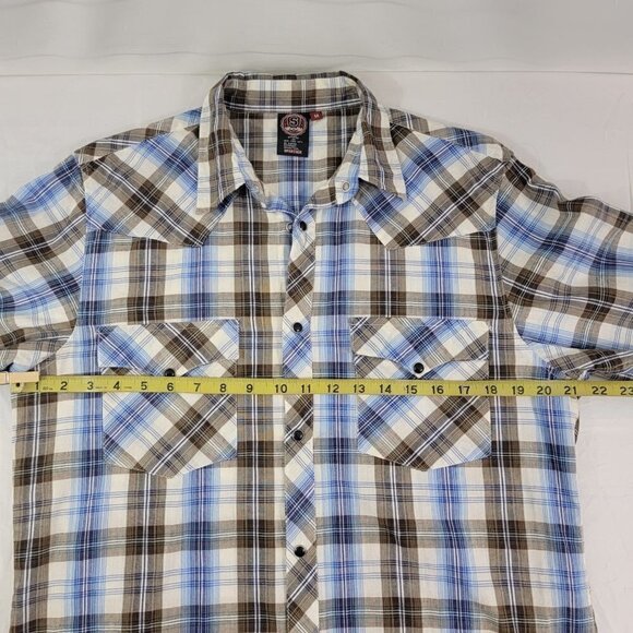 Sportier Men’s Western Wear Pearl Snap Button Down Plaid Shirt - Medium - Picture 7 of 14